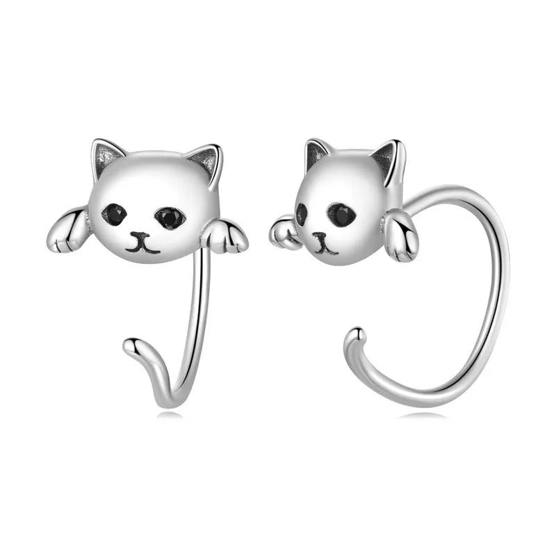 Katrin – Boucles d'oreilles en argent en forme de chat