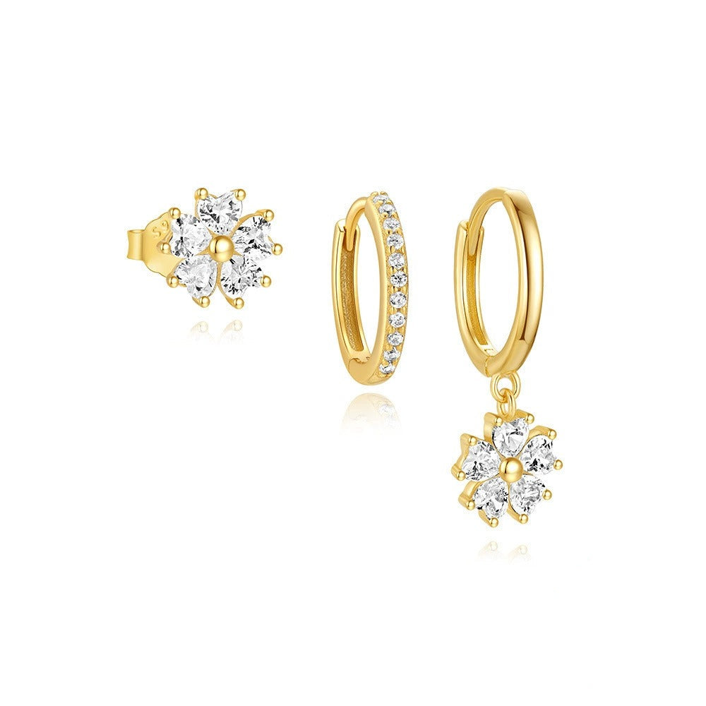 Ayaka – Ensemble de boucles d'oreilles en fleurs de cristal