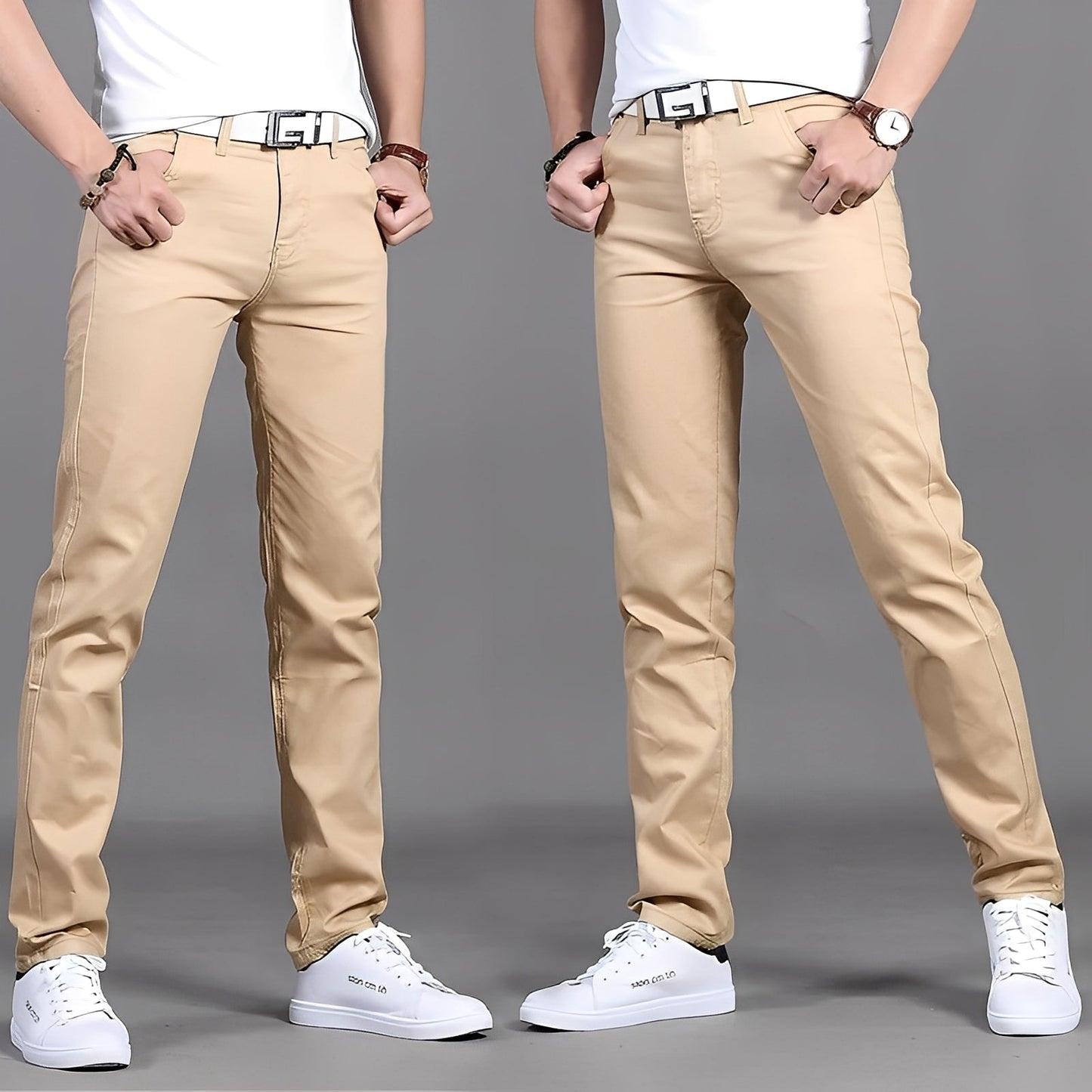 Russell - Pantalon chino pour hommes, coupe ajustée et décontractée