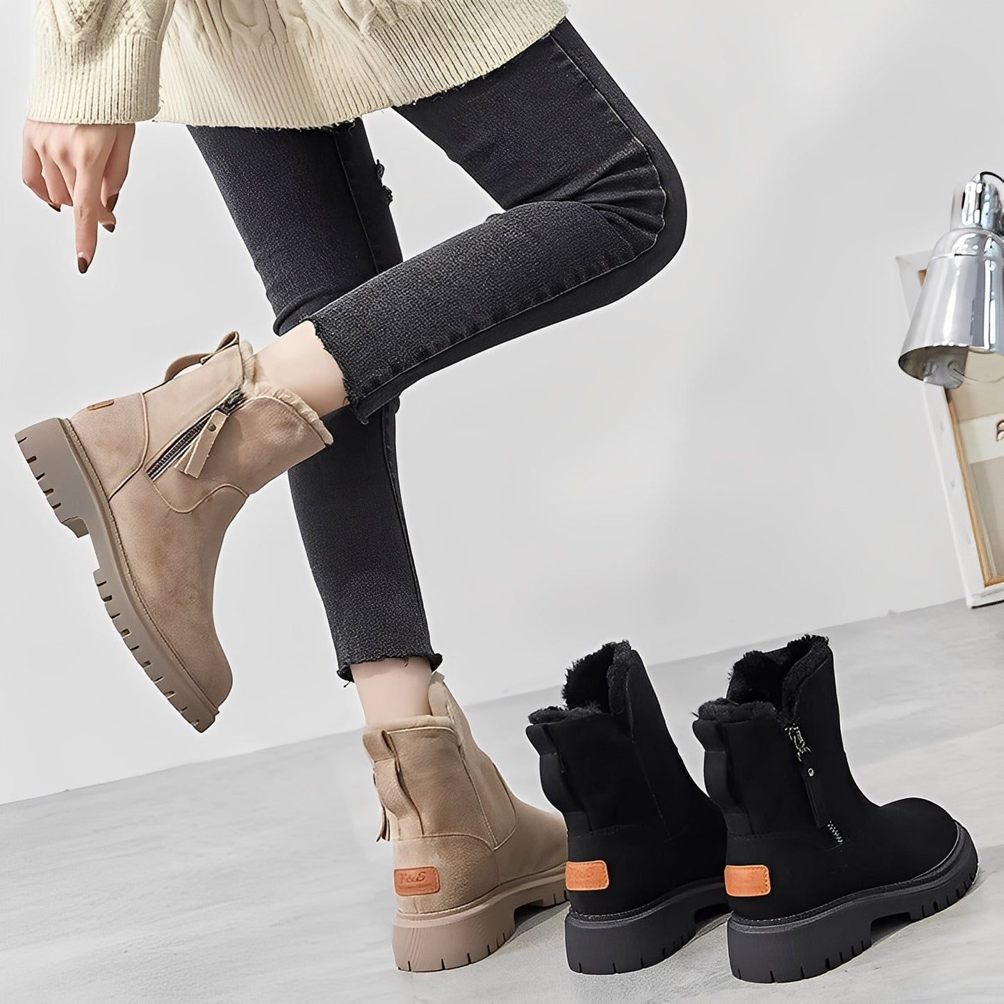 Raschelle - Bottes raffinées, légères, avec intérieur polaire pour dames
