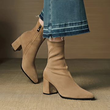 Mikayla - Bottes Décontractées à Talons avec Fermeture Éclair