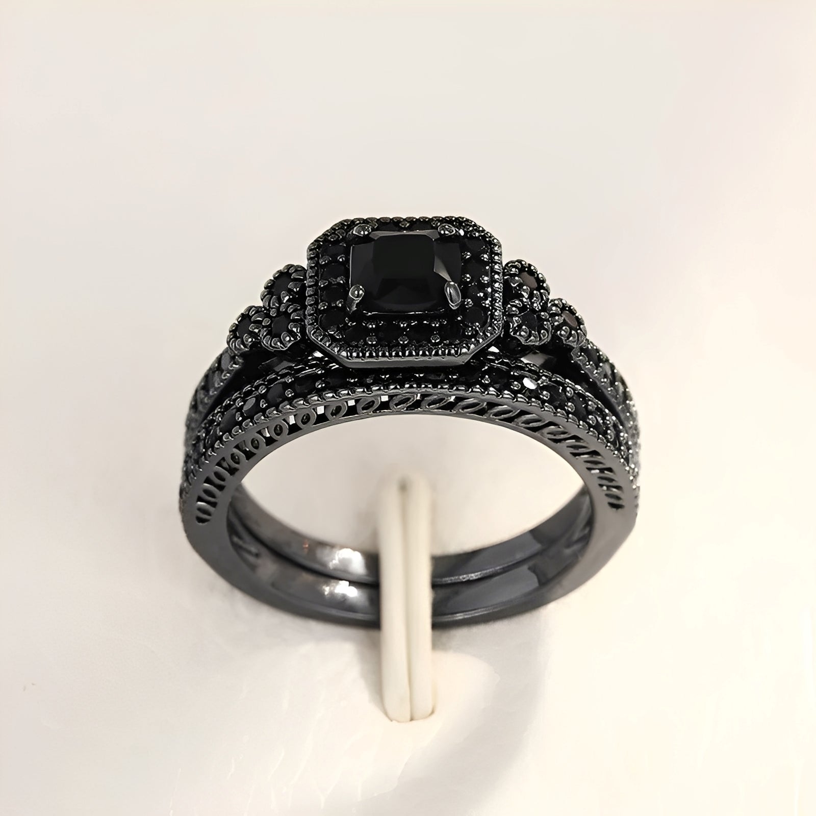 Adrian – Ensemble de bagues vintage en noir