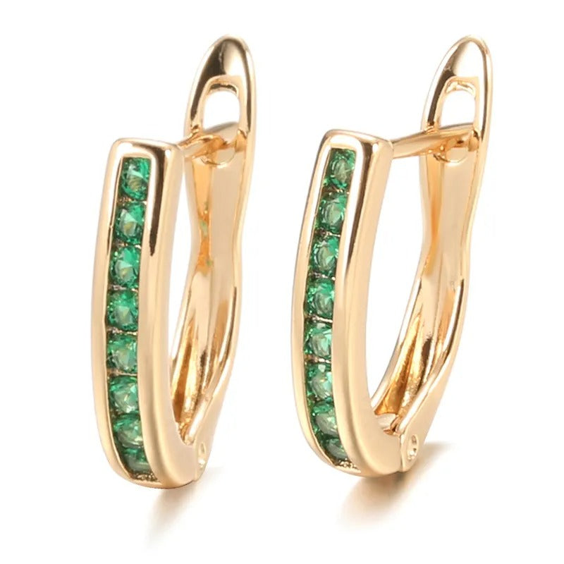 Christine – Boucles d'oreilles dorées en émeraude et diamant