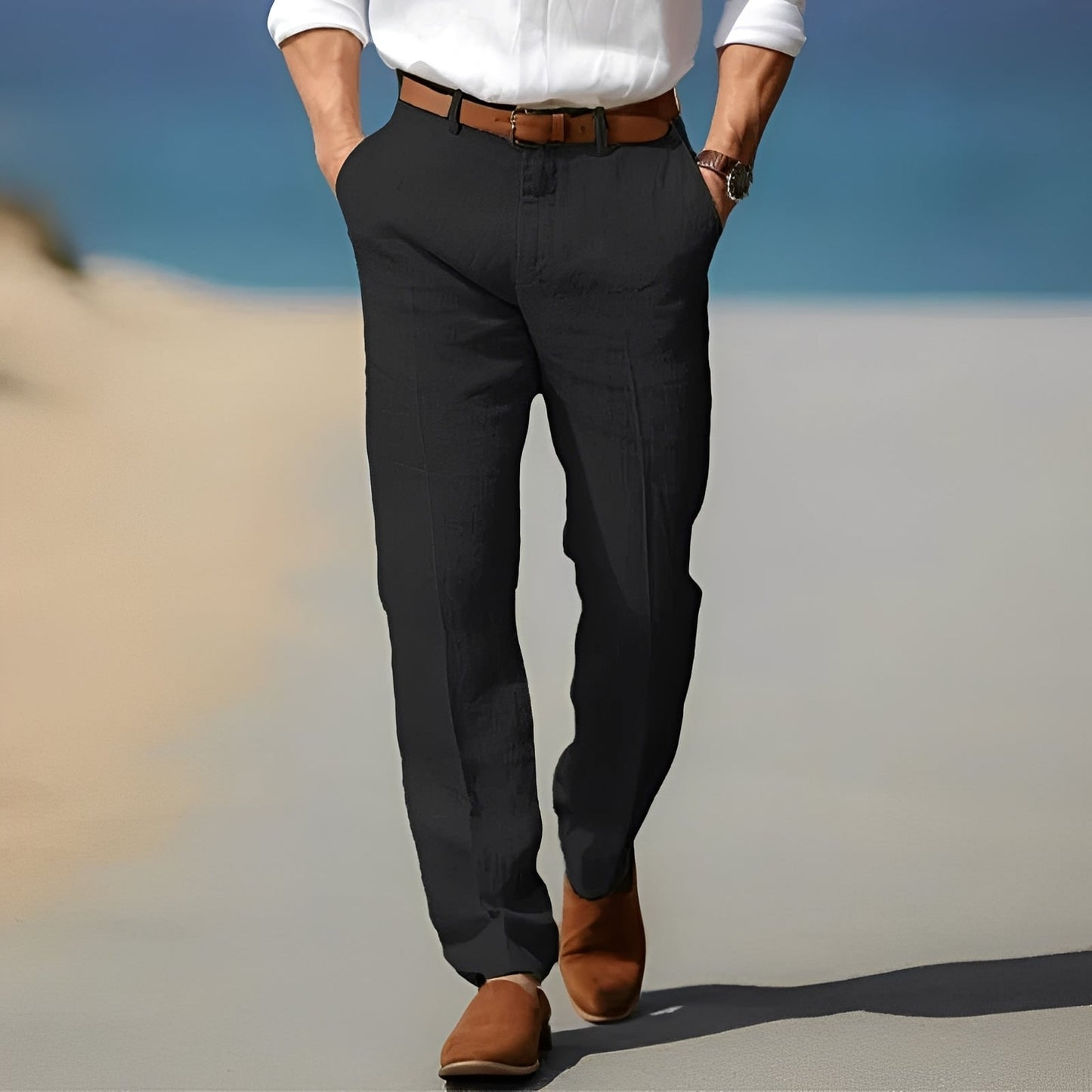 Trent - Pantalon en lin chic et relax pour hommes
