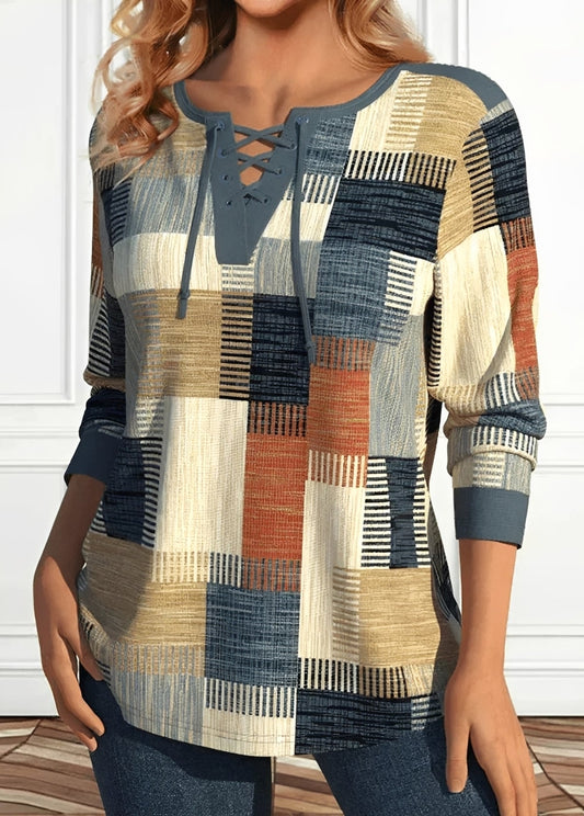 Alyssa - T-shirt décontracté avec imprimé géométrique pour femmes