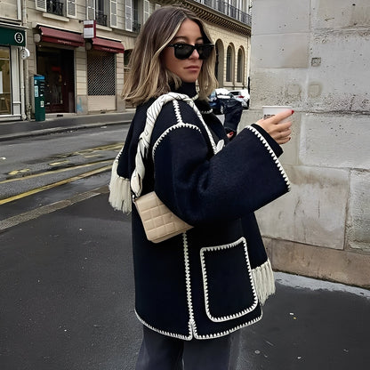 Amilia - Veste élégante et ample en laine avec écharpe pour femmes