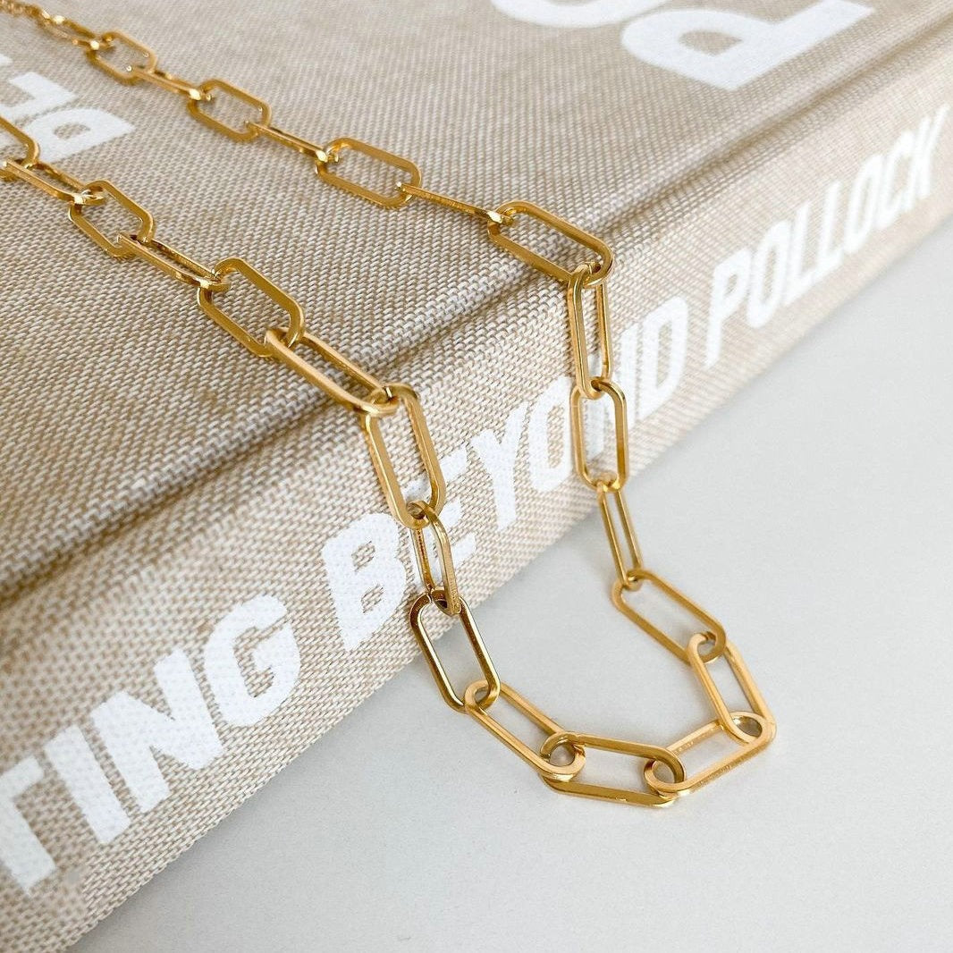 Lena – Collier paperclip plaqué en or 18K
