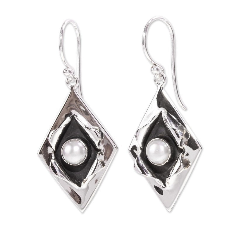 Nova – Boucles d'oreilles vintage en perles et argent élégant