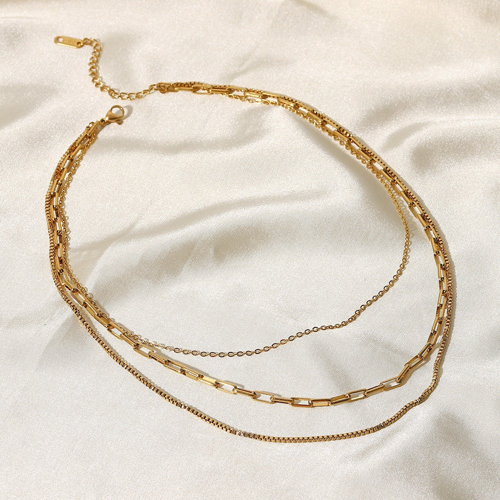Lena – Collier plaqué or à 3 rangs