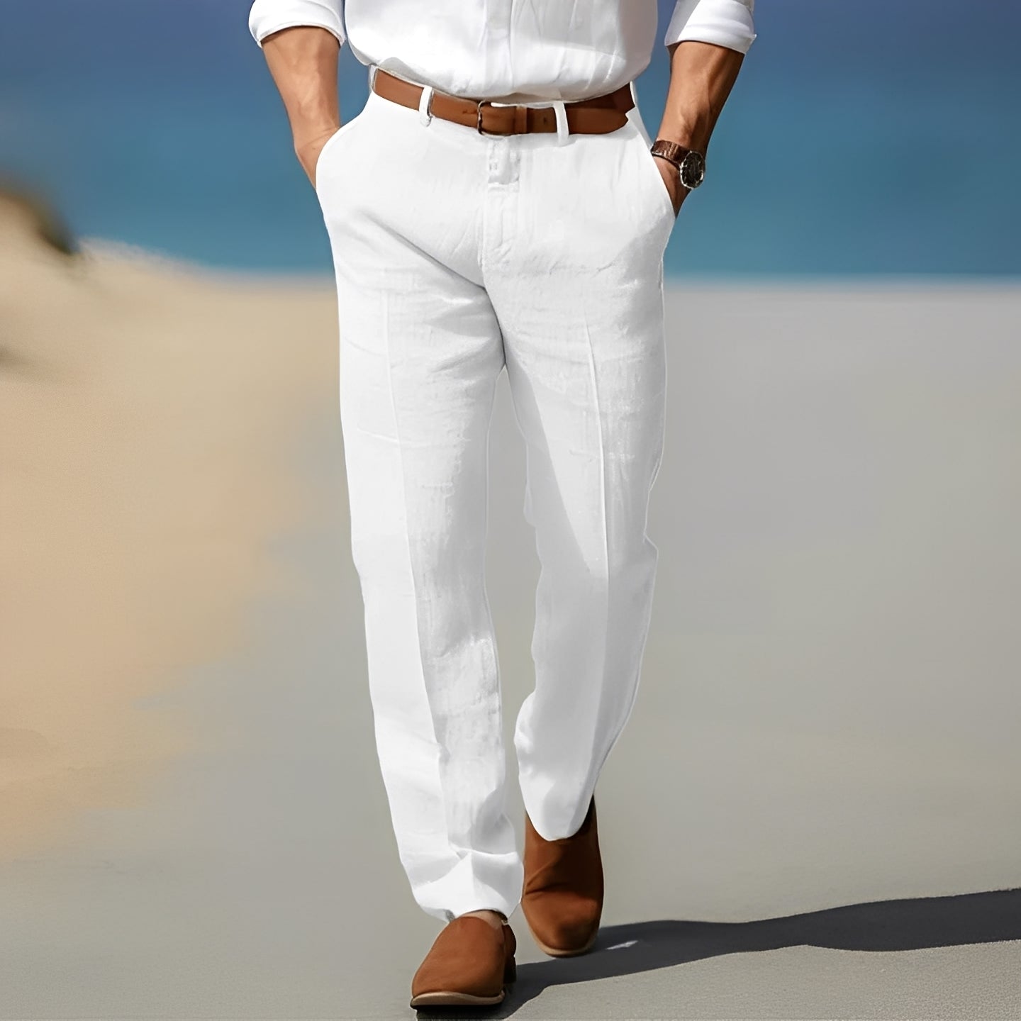 Trent - Pantalon en lin chic et relax pour hommes