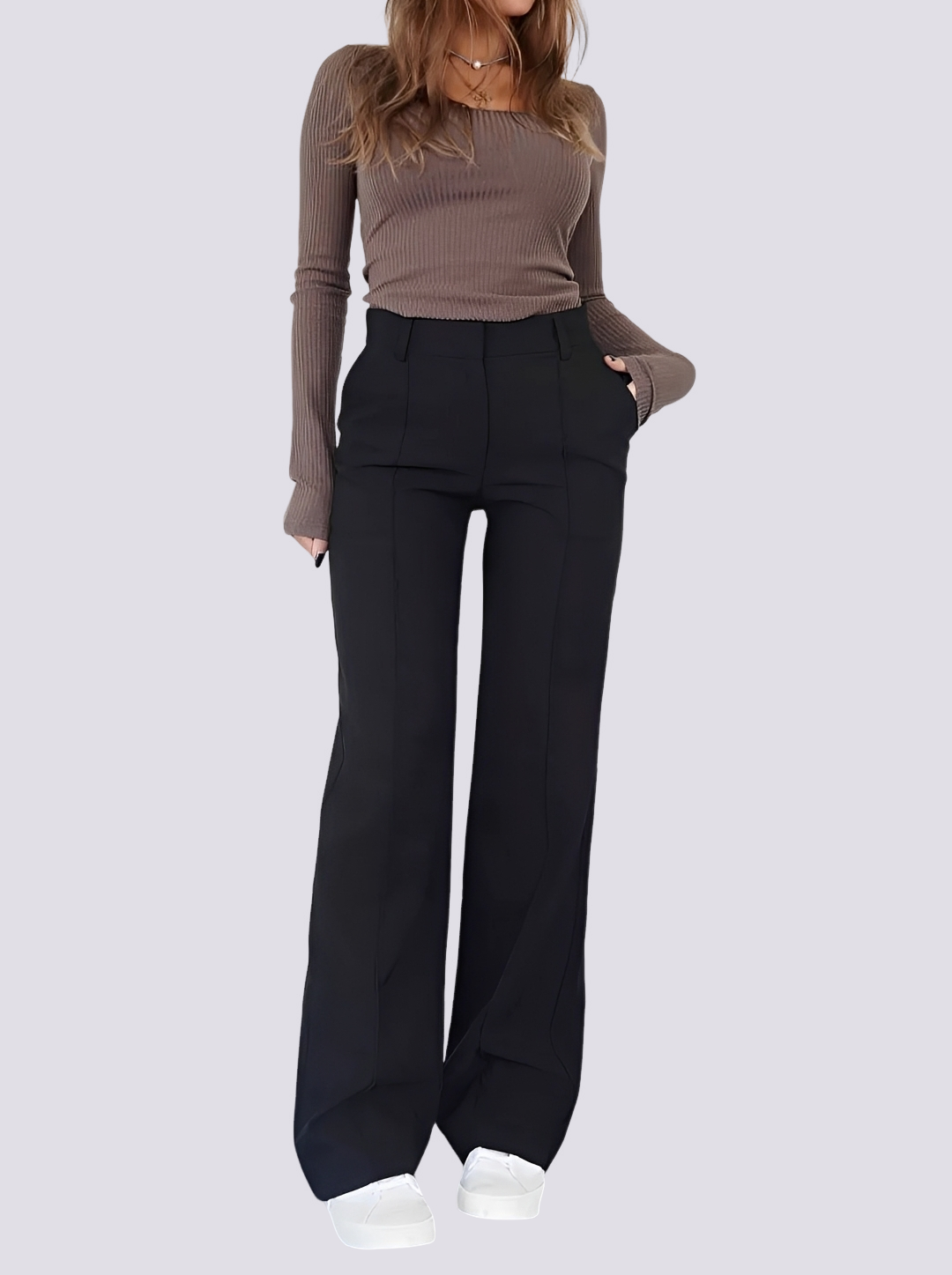 Amelie - Pantalon formel taille haute à jambe droite