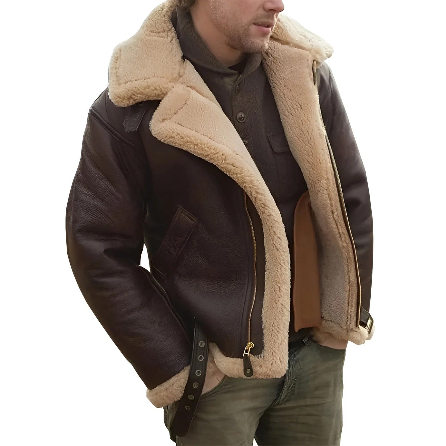 Brendon - Solide et épaisse veste en cuir pour hommes