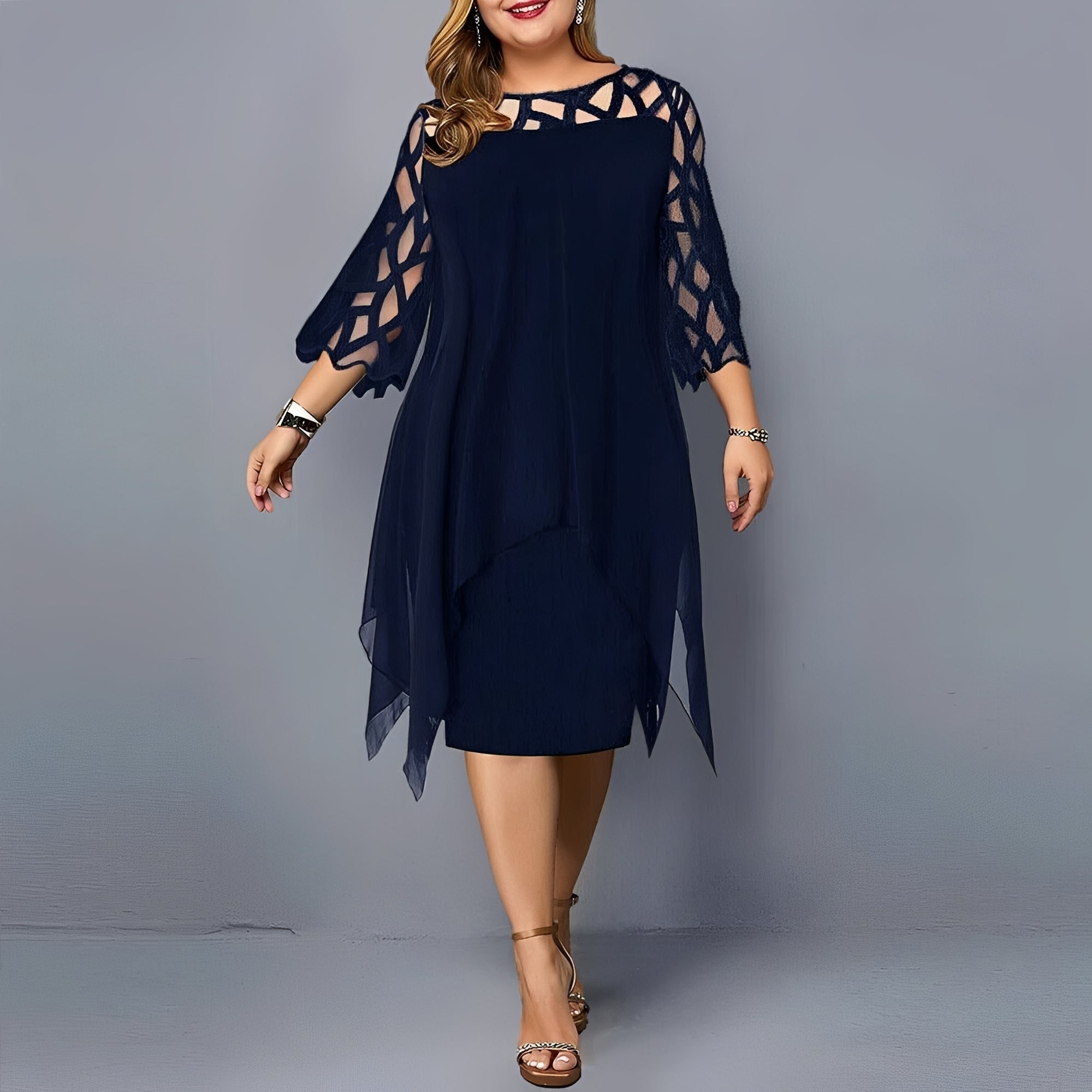 Eleanor - Robe midi en chiffon élégante
