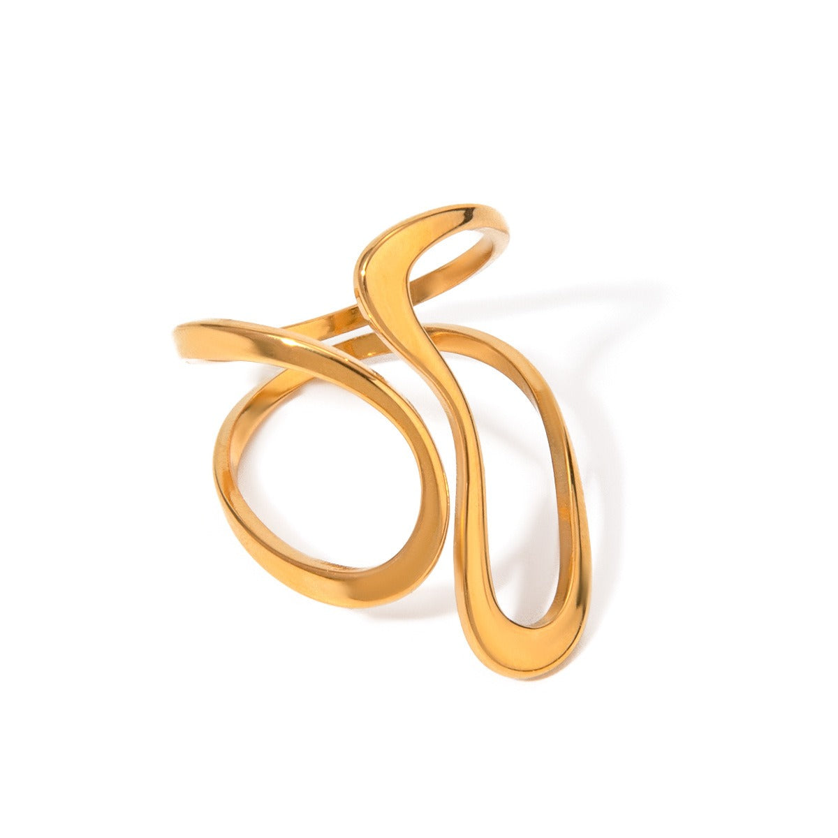Dori – Bague spirale irrégulière dorée ouverte