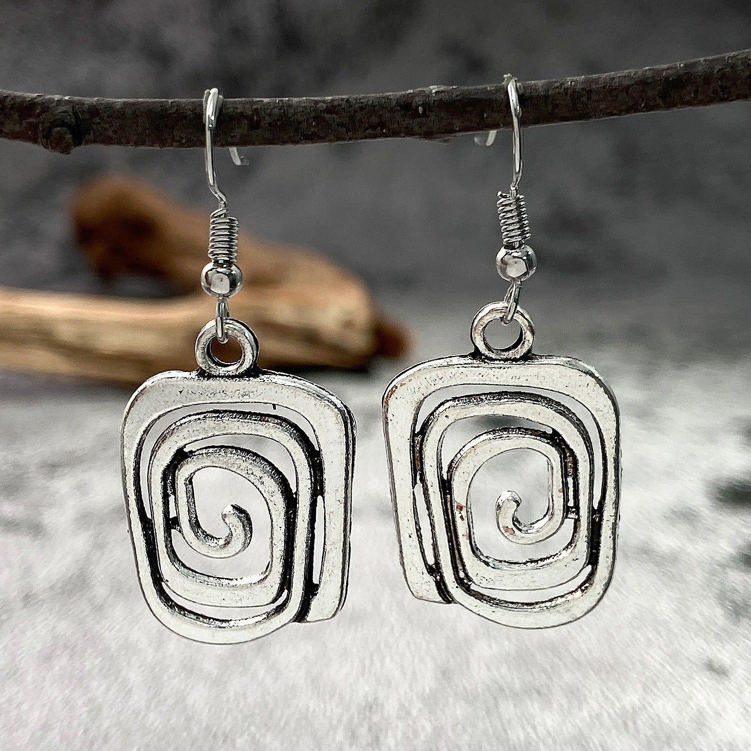 Eva – Boucles d'oreilles spirales rétro en argent