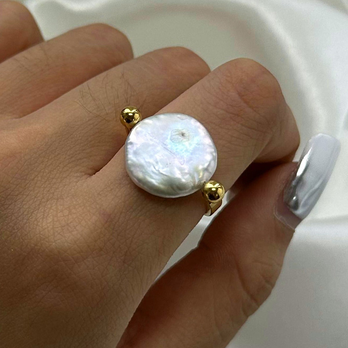 Sabby – Bague réversible en perle baroque