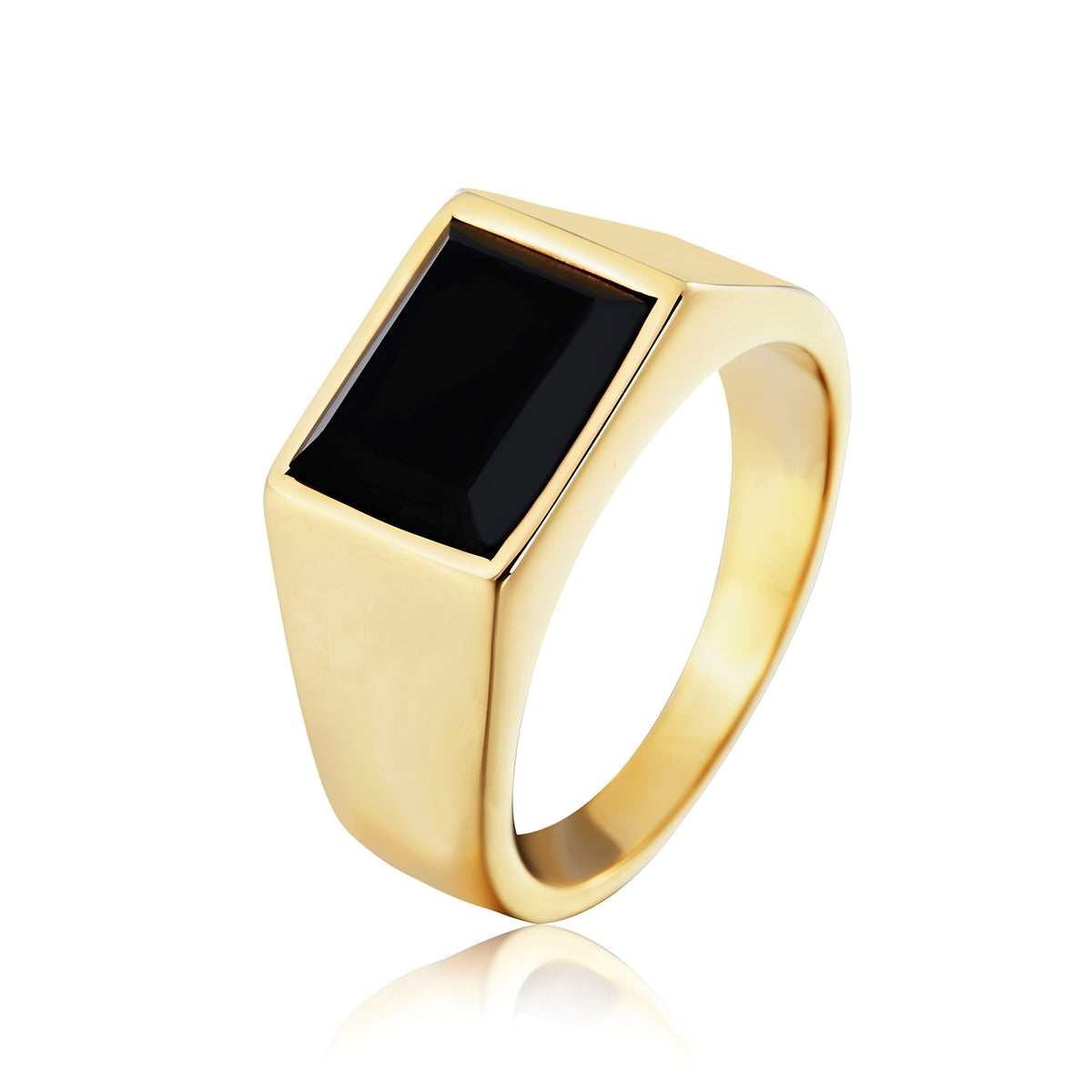Daro – Bague de sceau masculine avec pierre noire