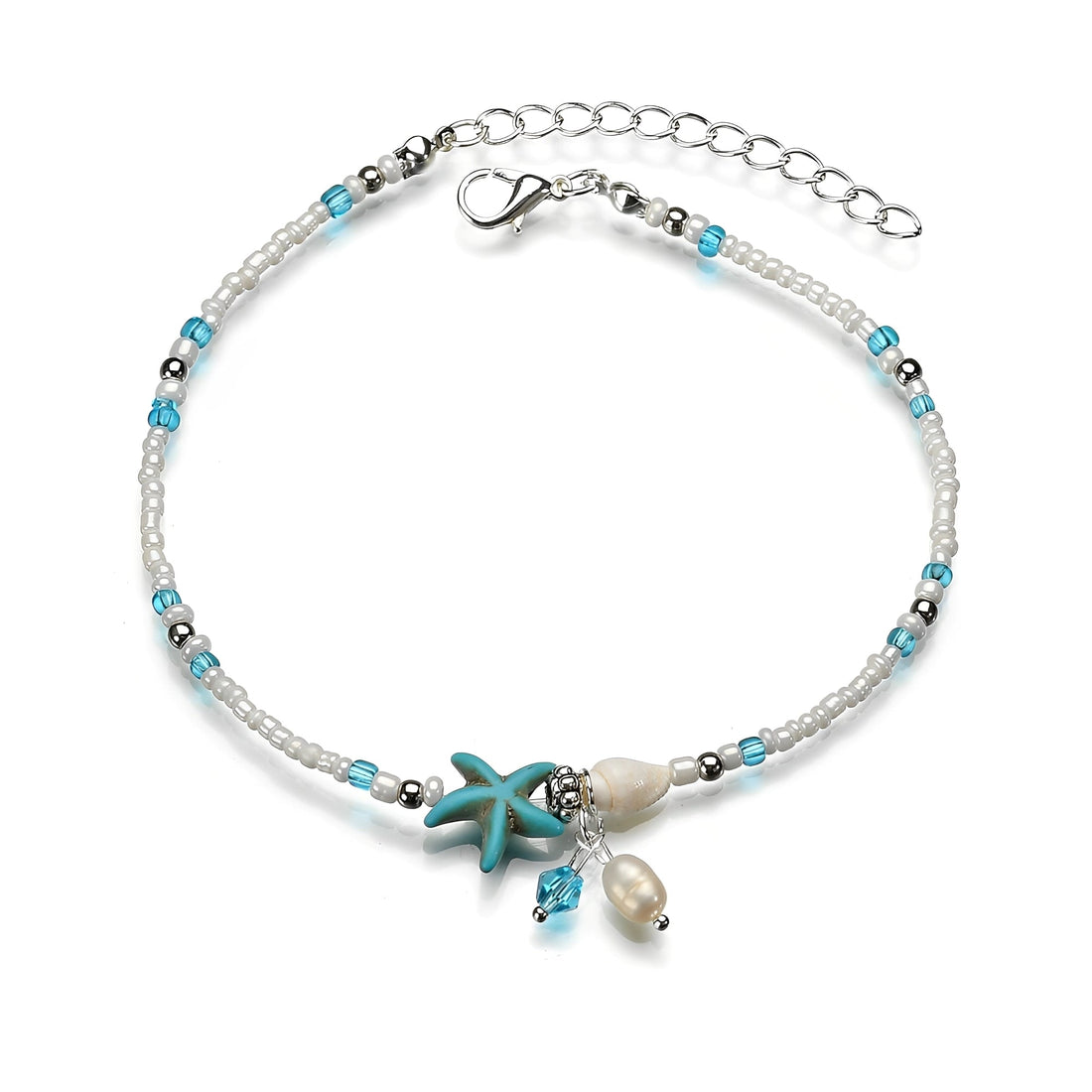 Isla – Bracelet de cheville Étoile et Coquillage avec Pierres Naturelles