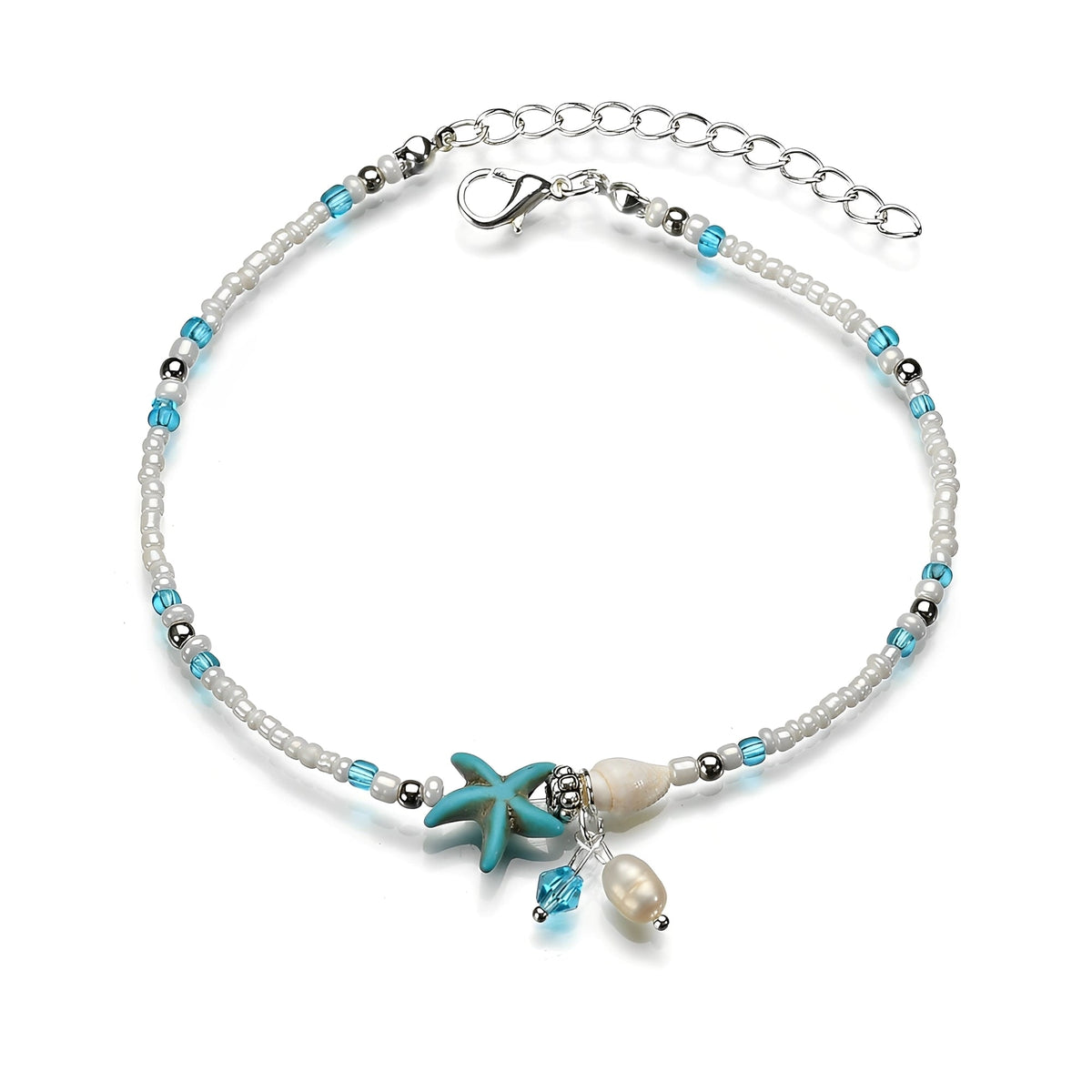 Isla – Bracelet de cheville Étoile et Coquillage avec Pierres Naturelles