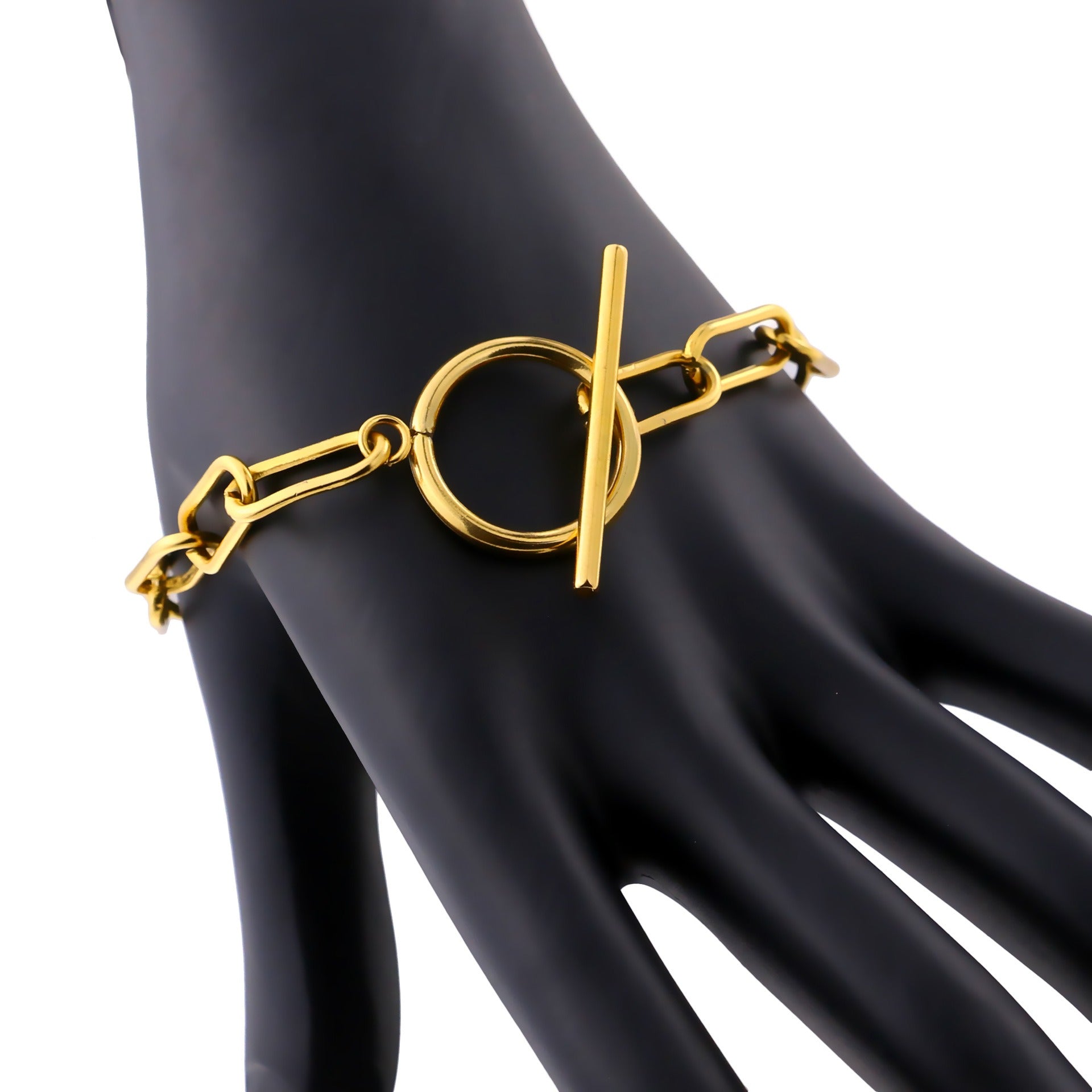 Millie – Bracelet T-Bar avec maillons rectangulaires en or