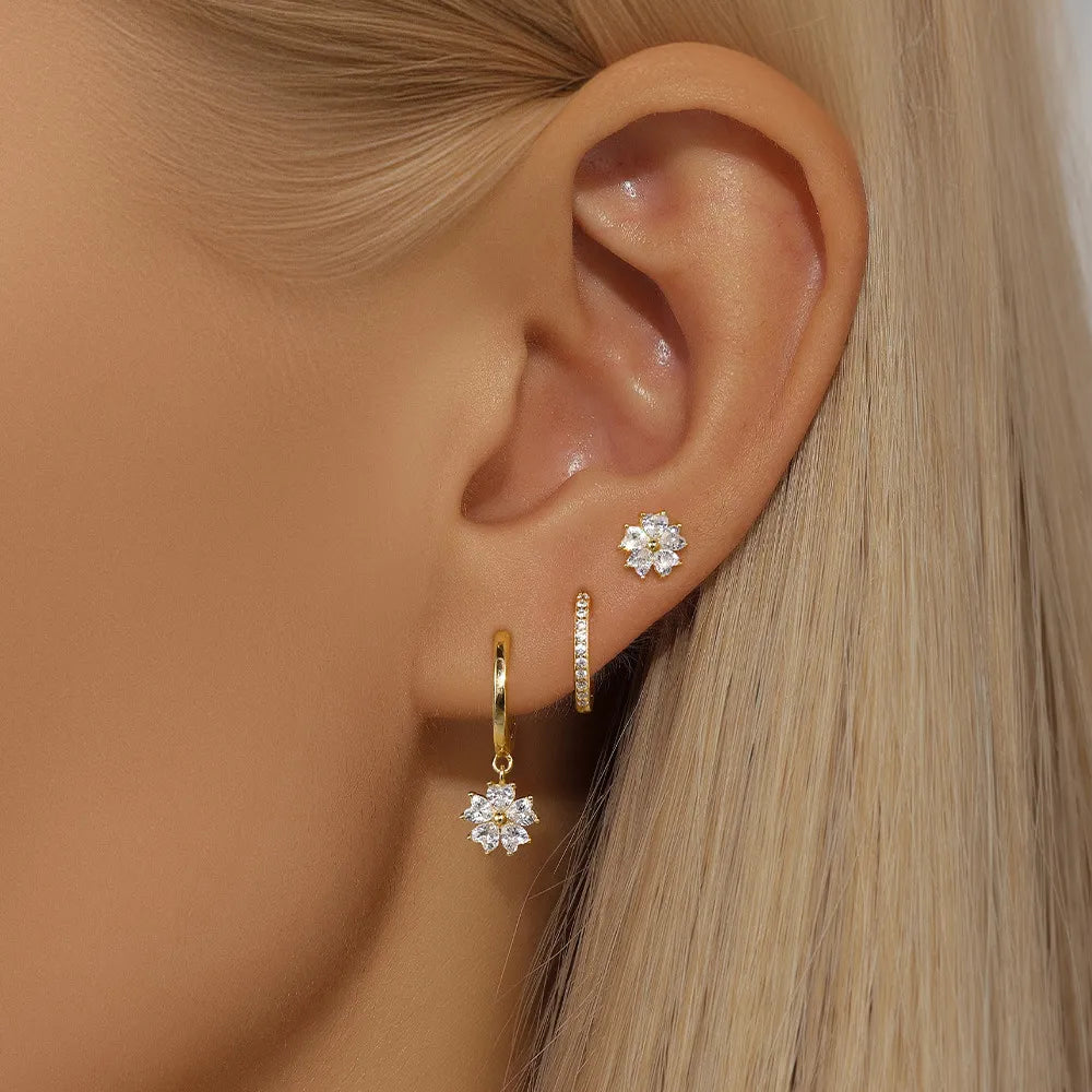 Ayaka – Ensemble de boucles d'oreilles en fleurs de cristal