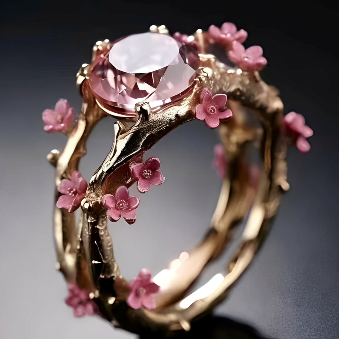 Elina – Bague enchantée rose avec fleurs