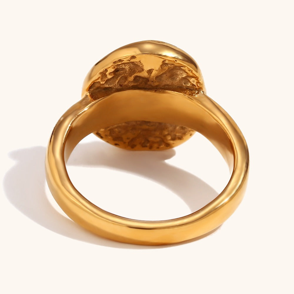 Solenya – Bague en cristal doré avec motif soleil-lune