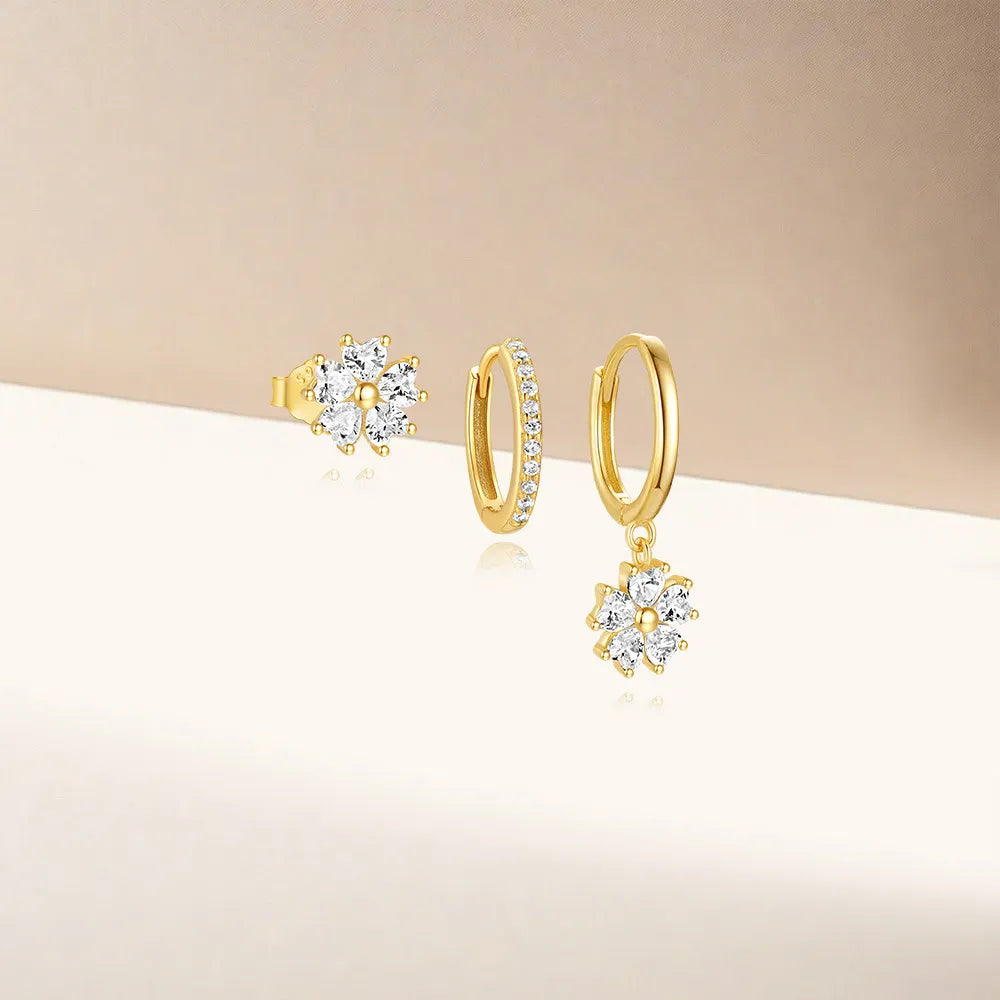 Ayaka – Ensemble de boucles d'oreilles en fleurs de cristal