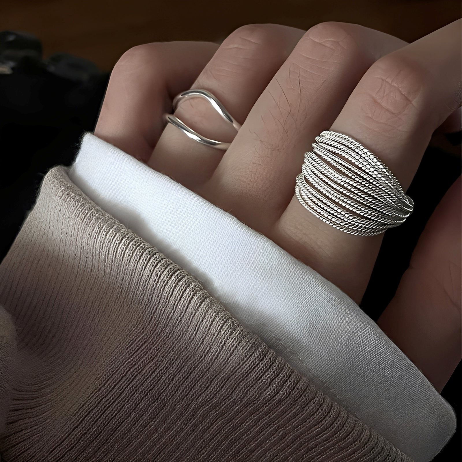 Miley – Bague en argent superposée