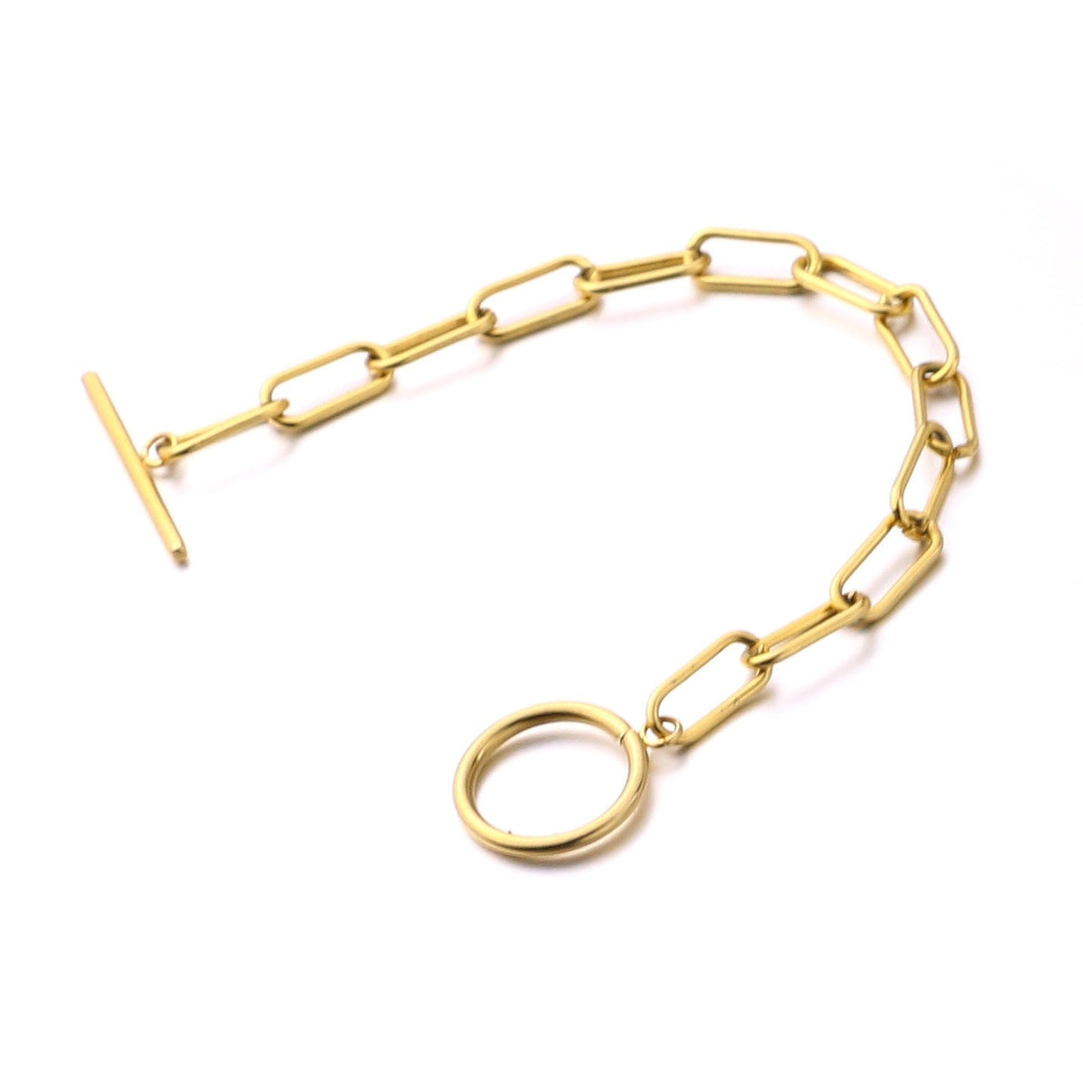Millie – Bracelet T-Bar avec maillons rectangulaires en or