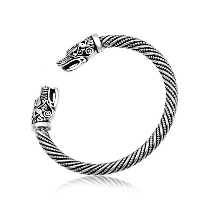 Ragnar – Bracelet viking au look argent ancien pour hommes