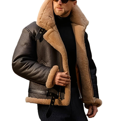 Brendon - Solide et épaisse veste en cuir pour hommes