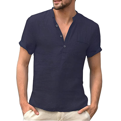 Alton - Chemise en lin à manches courtes pour hommes