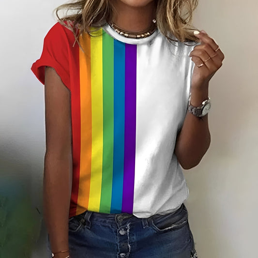 Chrissy - T-shirt décontracté arc-en-ciel pour femmes