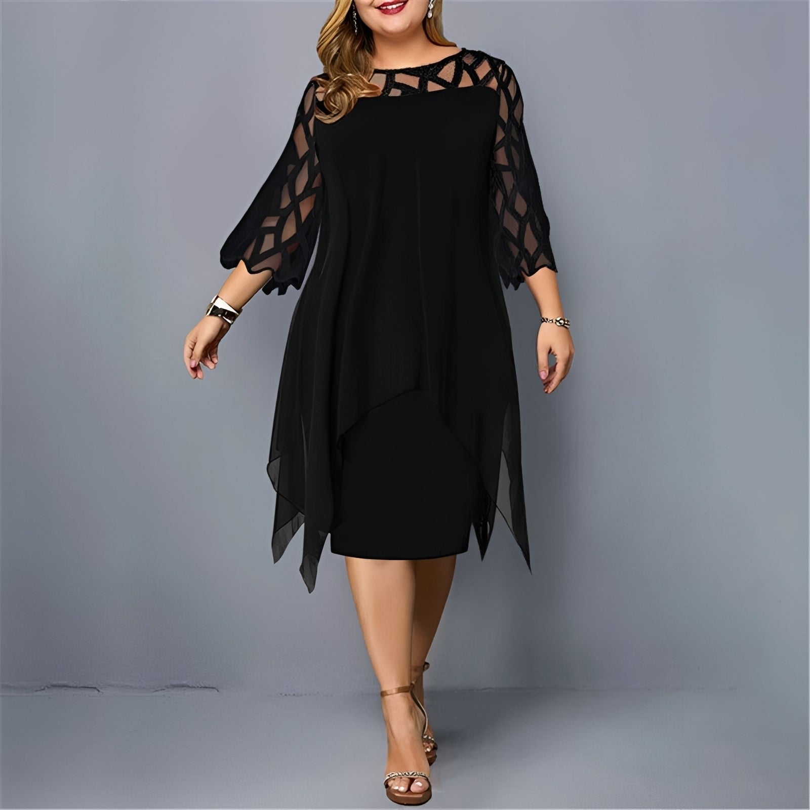 Eleanor - Robe midi en chiffon élégante