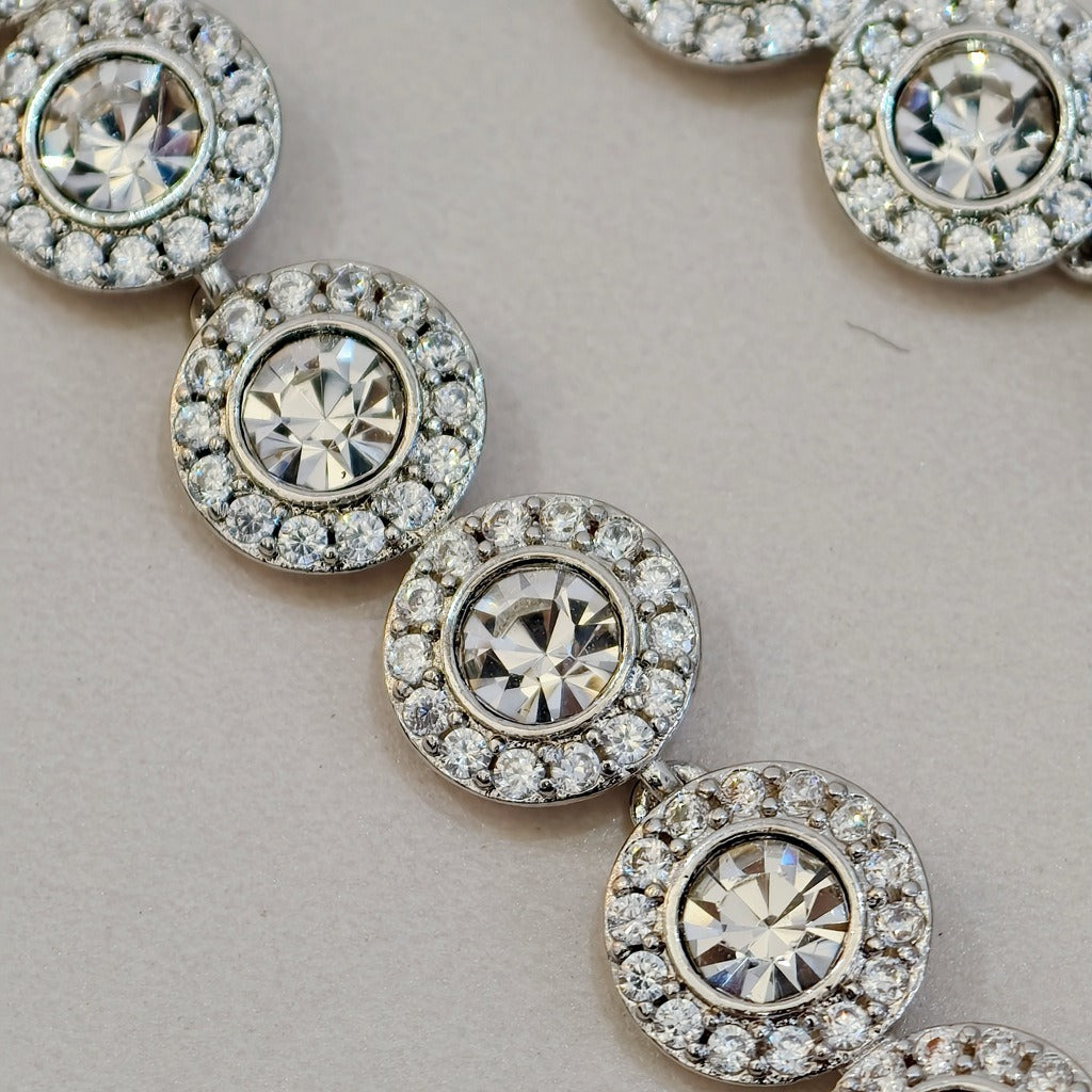 Victoria – Collier et bracelet avec bouton rond brillant