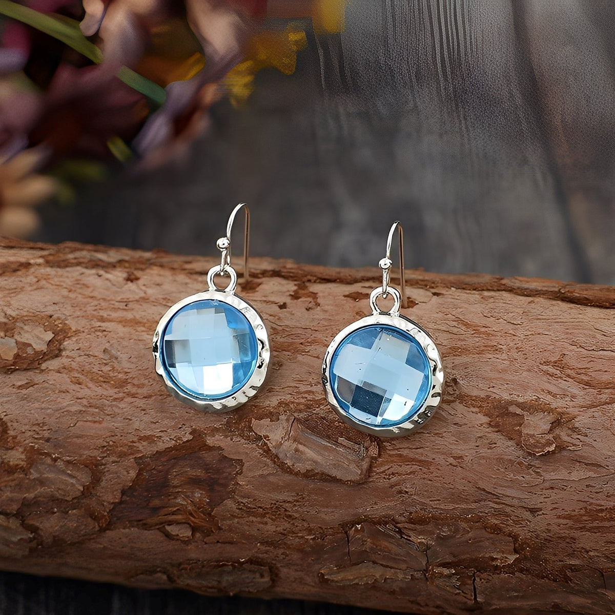 Azura – Boucles d'oreilles en cristaux bleus vintage