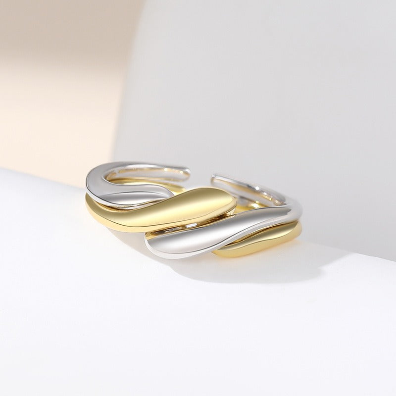 Elaine – Bague S925 en argent avec vague d'eau irrégulière