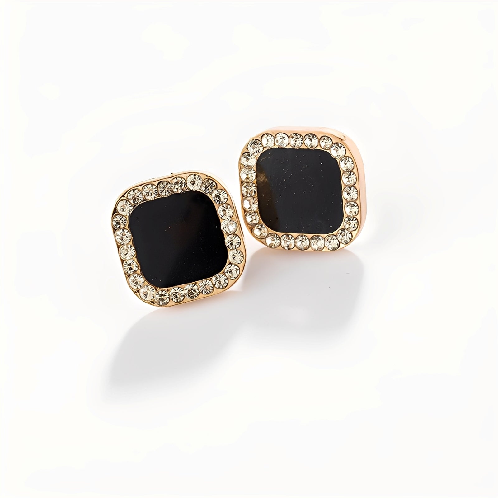 Catherine – Boucles d'oreilles en Onyx et Diamants Éternels