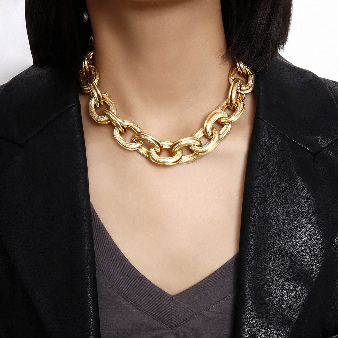 Alessia – Collier avec maillons épais dorés
