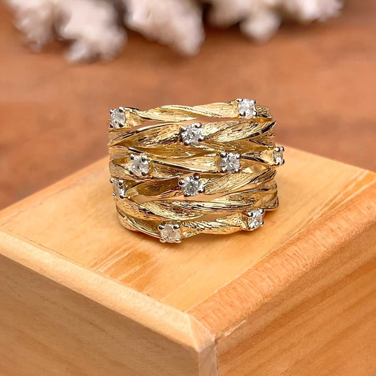 Marisse – Bague dorée de style vintage avec éclat subtil