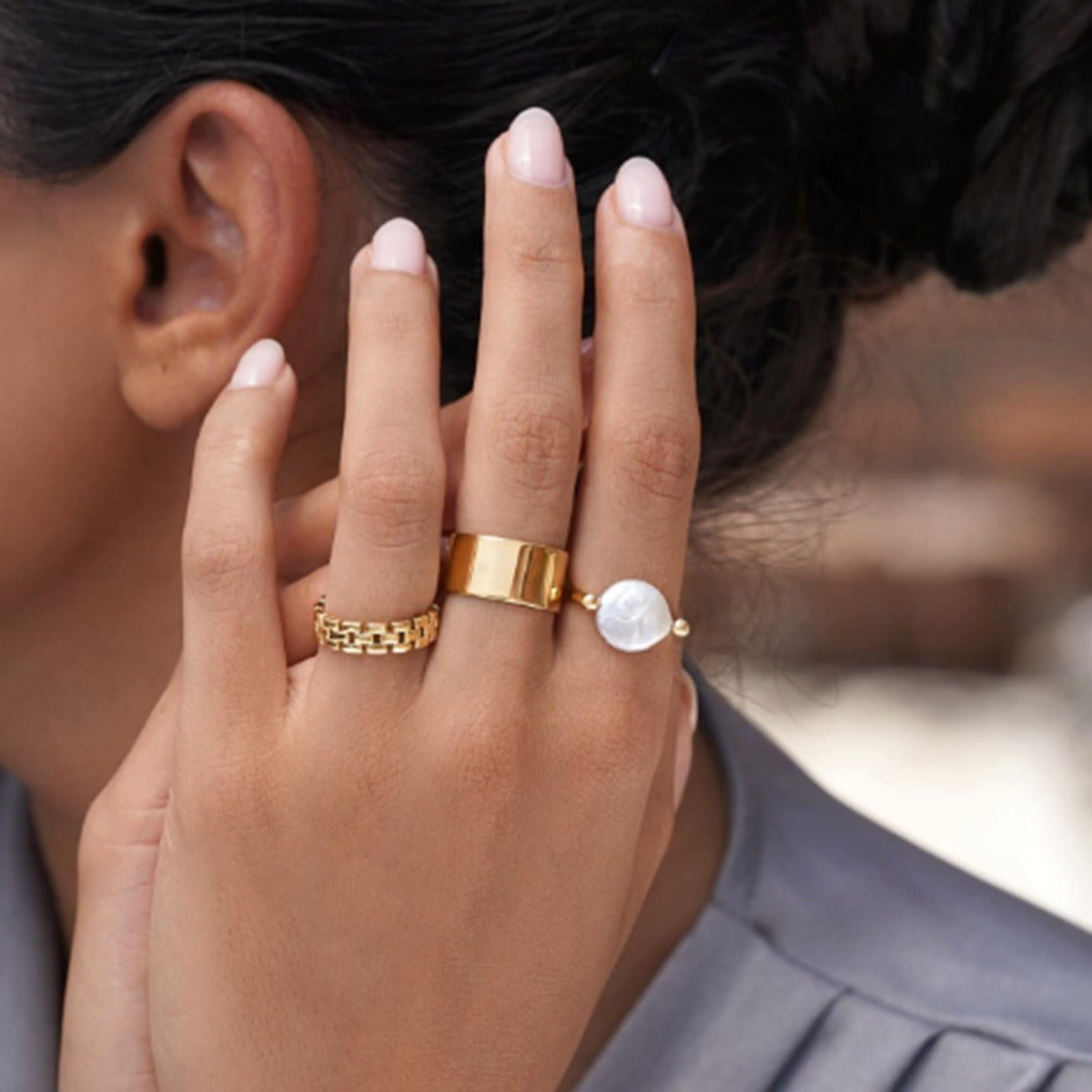 Sabby – Bague réversible en perle baroque