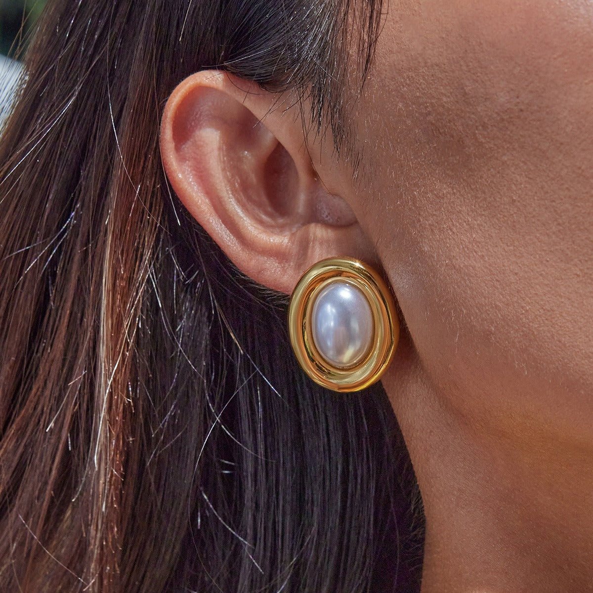 Colette – Boucles d'oreilles vintage en perles en acier inoxydable