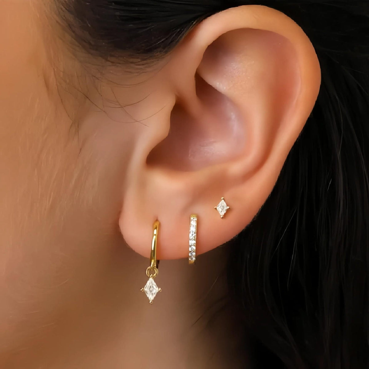Azaria – Ensemble de boucles d'oreilles avec pendentif en diamant