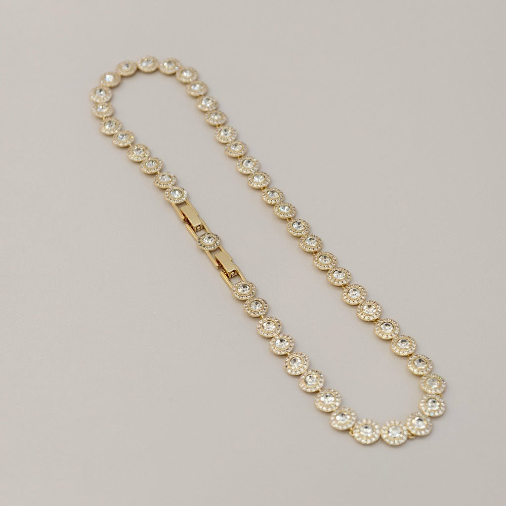 Victoria – Collier et bracelet avec bouton rond brillant