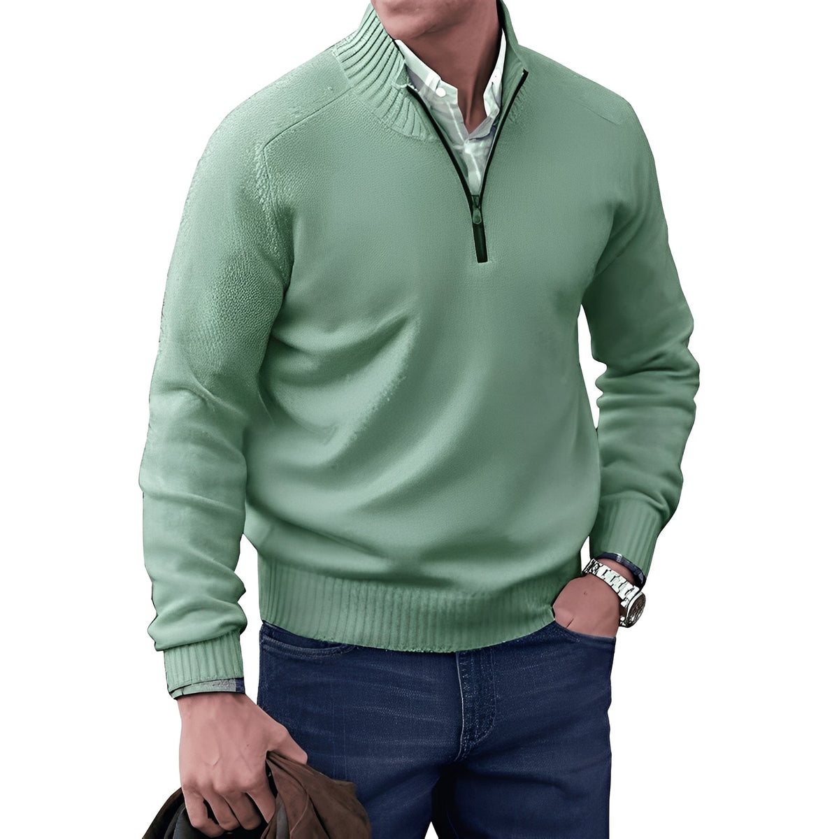 Kian - Pull moderne pour homme avec fermeture éclair pratique