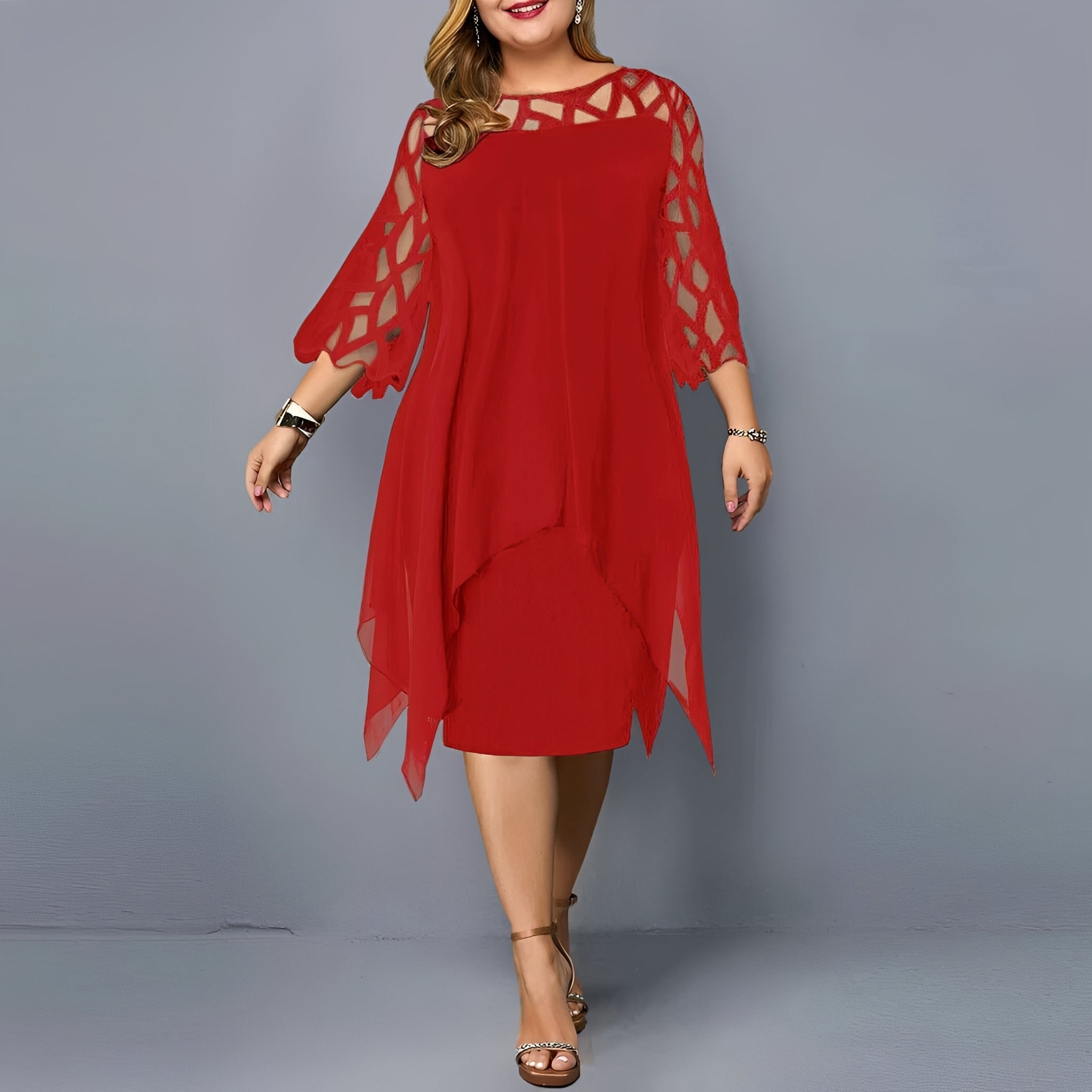 Eleanor - Robe midi en chiffon élégante