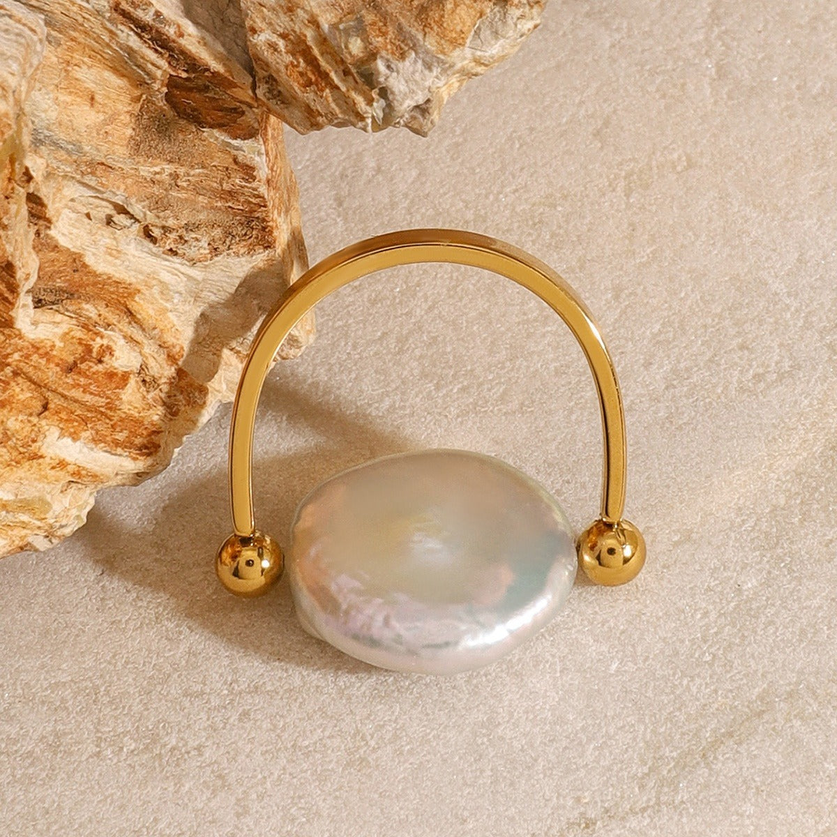 Sabby – Bague réversible en perle baroque