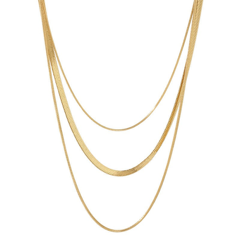 Ashley – Collier en chaîne serpent doré à 3 rangs