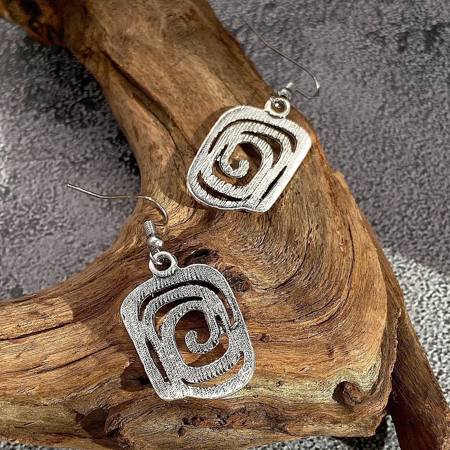 Eva – Boucles d'oreilles spirales rétro en argent